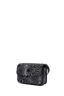 Woman Black Long Strap Patterned Crossbody Bag | Derimod Woman Black Long Strap Patterned Crossbody Bag | Derimod