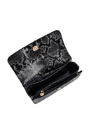 Woman Black Long Strap Patterned Crossbody Bag | Derimod Woman Black Long Strap Patterned Crossbody Bag | Derimod