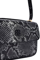 Woman Black Long Strap Patterned Crossbody Bag | Derimod Woman Black Long Strap Patterned Crossbody Bag | Derimod