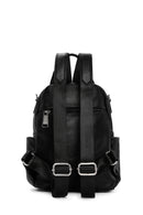 Women's Black Long Strap Printed Backpack | Derimod Women's Black Long Strap Printed Backpack | Derimod