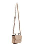 Women's Beige Long Strap Patterned Mini Shoulder Bag | Derimod Women's Beige Long Strap Patterned Mini Shoulder Bag | Derimod