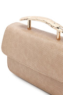 Women's Beige Long Strap Patterned Mini Shoulder Bag | Derimod Women's Beige Long Strap Patterned Mini Shoulder Bag | Derimod