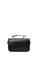 Women's Black Long Strap Patterned Mini Shoulder Bag | Derimod Women's Black Long Strap Patterned Mini Shoulder Bag | Derimod