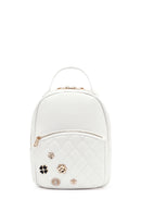 Woman Quilted Backpack with White Accessories | Derimod Woman Quilted Backpack with White Accessories | Derimod