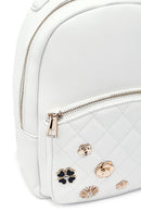 Woman Quilted Backpack with White Accessories | Derimod Woman Quilted Backpack with White Accessories | Derimod