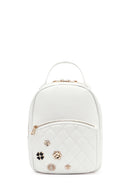 Woman Quilted Backpack with White Accessories | Derimod Woman Quilted Backpack with White Accessories | Derimod