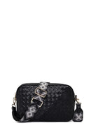 Women's Black Long Strapped Woven Crossbody Bag | Derimod Women's Black Long Strapped Woven Crossbody Bag | Derimod