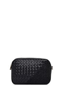 Women's Black Long Strapped Woven Crossbody Bag | Derimod Women's Black Long Strapped Woven Crossbody Bag | Derimod