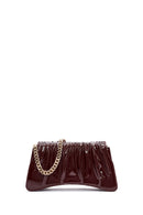 Women's Burgundy Chain Strap Patent Evening Shoulder Bag | Derimod Women's Burgundy Chain Strap Patent Evening Shoulder Bag | Derimod