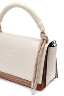 Woman Beige Long Strap Crocodile Patterned Crossbody Bag | Derimod Woman Beige Long Strap Crocodile Patterned Crossbody Bag | Derimod