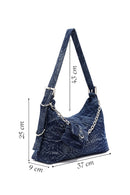 Woman Blue Jean Fabric Shoulder Bag | Derimod Woman Blue Jean Fabric Shoulder Bag | Derimod