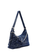 Woman Blue Jean Fabric Shoulder Bag | Derimod Woman Blue Jean Fabric Shoulder Bag | Derimod