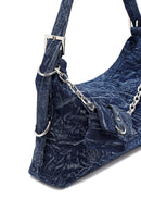Woman Blue Jean Fabric Shoulder Bag | Derimod Woman Blue Jean Fabric Shoulder Bag | Derimod