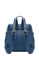 Women's Blue Printed Accessorized Backpack | Derimod Women's Blue Printed Accessorized Backpack | Derimod