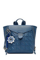 Women's Blue Printed Accessorized Backpack | Derimod Women's Blue Printed Accessorized Backpack | Derimod