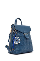 Women's Blue Printed Accessorized Backpack | Derimod Women's Blue Printed Accessorized Backpack | Derimod