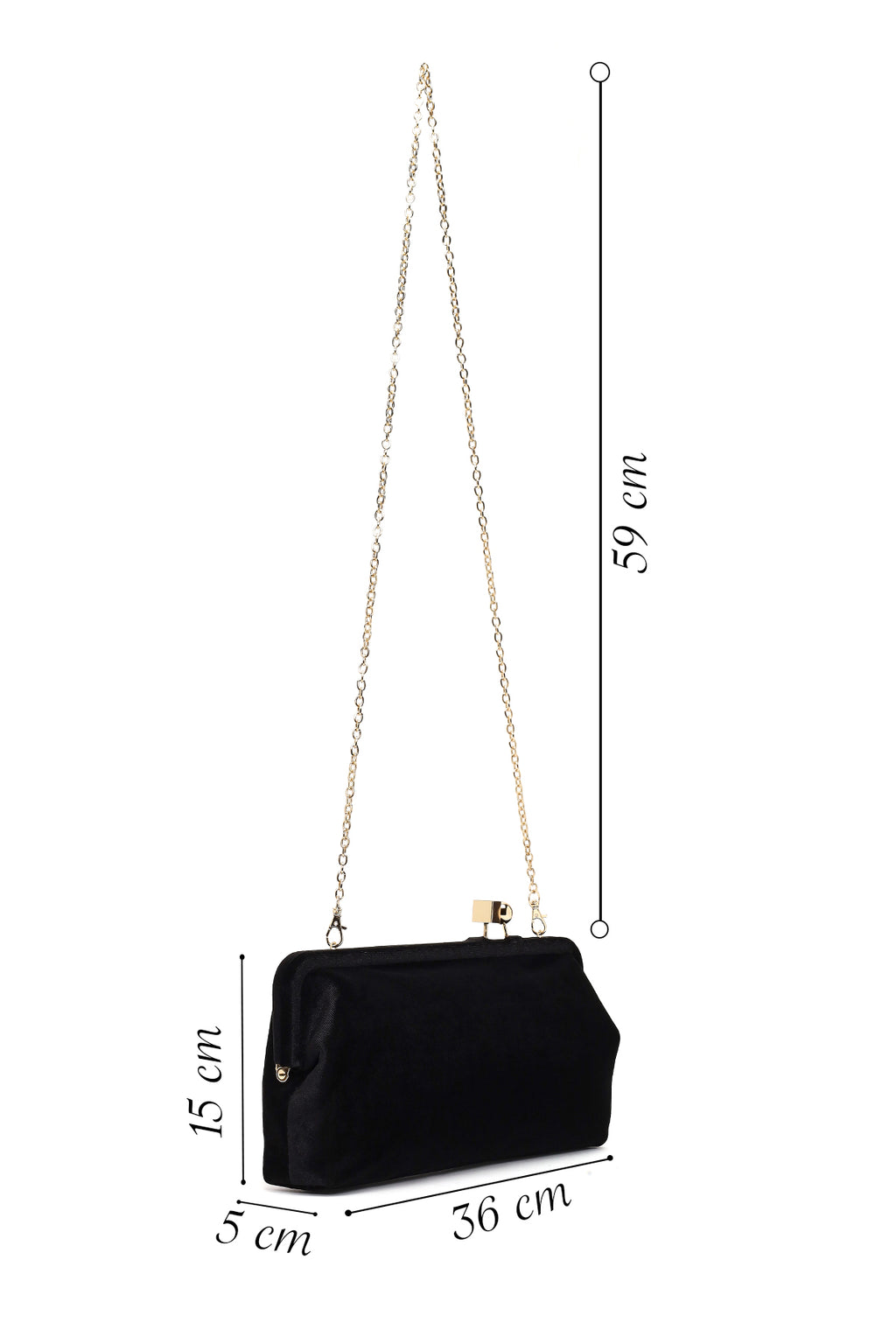 Kadın Siyah Uzun Askılı Kadife Portföy Çanta