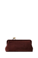 Women's Brown Long Strap Velvet Clutch Bag | Derimod Women's Brown Long Strap Velvet Clutch Bag | Derimod