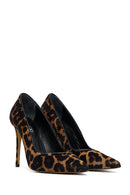 Kadın Leopar Yüksek İnce Topuklu Deri Stiletto | Derimod Kadın Leopar Yüksek İnce Topuklu Deri Stiletto | Derimod