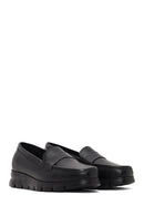 Kadın Siyah Dolgu Topuklu Deri Comfort Loafer | Derimod Kadın Siyah Dolgu Topuklu Deri Comfort Loafer | Derimod