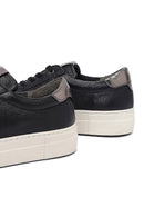 Kadın Siyah Bağcıklı Kalın Tabanlı Deri Sneaker | Derimod Kadın Siyah Bağcıklı Kalın Tabanlı Deri Sneaker | Derimod