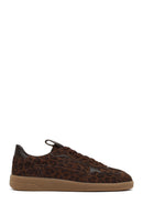 Kadın Kahverengi Bağcıklı Leopar Desenli Süet Deri Sneaker | Derimod Kadın Kahverengi Bağcıklı Leopar Desenli Süet Deri Sneaker | Derimod