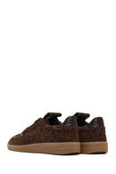 Kadın Kahverengi Bağcıklı Leopar Desenli Süet Deri Sneaker | Derimod Kadın Kahverengi Bağcıklı Leopar Desenli Süet Deri Sneaker | Derimod
