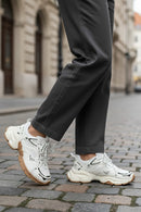 Kadın Beyaz Bağcıklı Kalın Tabanlı Sneaker | Derimod Kadın Beyaz Bağcıklı Kalın Tabanlı Sneaker | Derimod