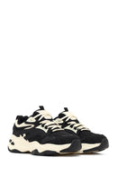 Women's Black Lace-Up Thick-Soled Sneaker | Derimod Women's Black Lace-Up Thick-Soled Sneaker | Derimod