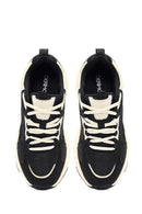 Women's Black Lace-Up Thick-Soled Sneaker | Derimod Women's Black Lace-Up Thick-Soled Sneaker | Derimod