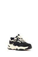 Women's Black Lace-Up Thick-Soled Sneaker | Derimod Women's Black Lace-Up Thick-Soled Sneaker | Derimod