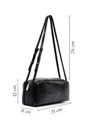 Women's Black Crocodile Patterned Shoulder Bag | Derimod Women's Black Crocodile Patterned Shoulder Bag | Derimod