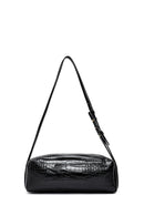 Women's Black Crocodile Patterned Shoulder Bag | Derimod Women's Black Crocodile Patterned Shoulder Bag | Derimod