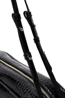 Women's Black Crocodile Patterned Shoulder Bag | Derimod Women's Black Crocodile Patterned Shoulder Bag | Derimod