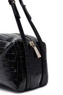 Women's Black Crocodile Patterned Shoulder Bag | Derimod Women's Black Crocodile Patterned Shoulder Bag | Derimod