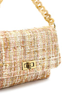 Women's Pink Long Strapped Patterned Fabric Crossbody Bag | Derimod Women's Pink Long Strapped Patterned Fabric Crossbody Bag | Derimod