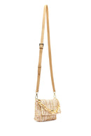 Women's Pink Long Strapped Patterned Fabric Crossbody Bag | Derimod Women's Pink Long Strapped Patterned Fabric Crossbody Bag | Derimod
