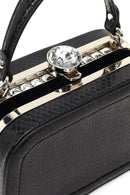Women's Black Long Strapped Bejeweled Mini Crossbody Bag | Derimod Women's Black Long Strapped Bejeweled Mini Crossbody Bag | Derimod