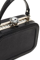 Women's Black Long Strapped Bejeweled Mini Crossbody Bag | Derimod Women's Black Long Strapped Bejeweled Mini Crossbody Bag | Derimod