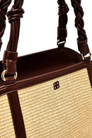 Women's Beige Long Strap Straw Shoulder Bag | Derimod Women's Beige Long Strap Straw Shoulder Bag | Derimod