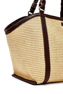 Women's Beige Long Strap Straw Shoulder Bag | Derimod Women's Beige Long Strap Straw Shoulder Bag | Derimod