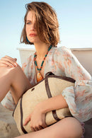 Women's Beige Long Strap Straw Shoulder Bag | Derimod Women's Beige Long Strap Straw Shoulder Bag | Derimod