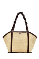 Women's Beige Long Strap Straw Shoulder Bag | Derimod Women's Beige Long Strap Straw Shoulder Bag | Derimod