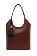 Women's Brown Accessory Detailed Shoulder Bag | Derimod Women's Brown Accessory Detailed Shoulder Bag | Derimod