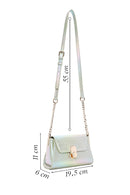 Women's Blue Metallic Patent Leather Mini Crossbody Bag | Derimod Women's Blue Metallic Patent Leather Mini Crossbody Bag | Derimod