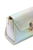 Women's Blue Metallic Patent Leather Mini Crossbody Bag | Derimod Women's Blue Metallic Patent Leather Mini Crossbody Bag | Derimod