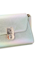 Women's Blue Metallic Patent Leather Mini Crossbody Bag | Derimod Women's Blue Metallic Patent Leather Mini Crossbody Bag | Derimod