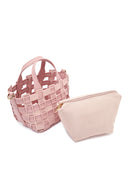 Woman Pink Long Strap Knitted Shoulder Bag | Derimod Woman Pink Long Strap Knitted Shoulder Bag | Derimod