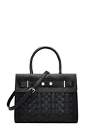 Women's Black Long Strap Knitted Classic Shoulder Bag | Derimod Women's Black Long Strap Knitted Classic Shoulder Bag | Derimod