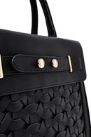 Women's Black Long Strap Knitted Classic Shoulder Bag | Derimod Women's Black Long Strap Knitted Classic Shoulder Bag | Derimod